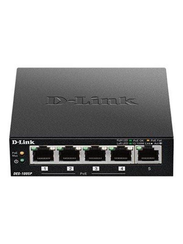 D Link Des 1005p 5 Port Fast Ethernet Poe Unmanaged Desktop Switch fra D-link