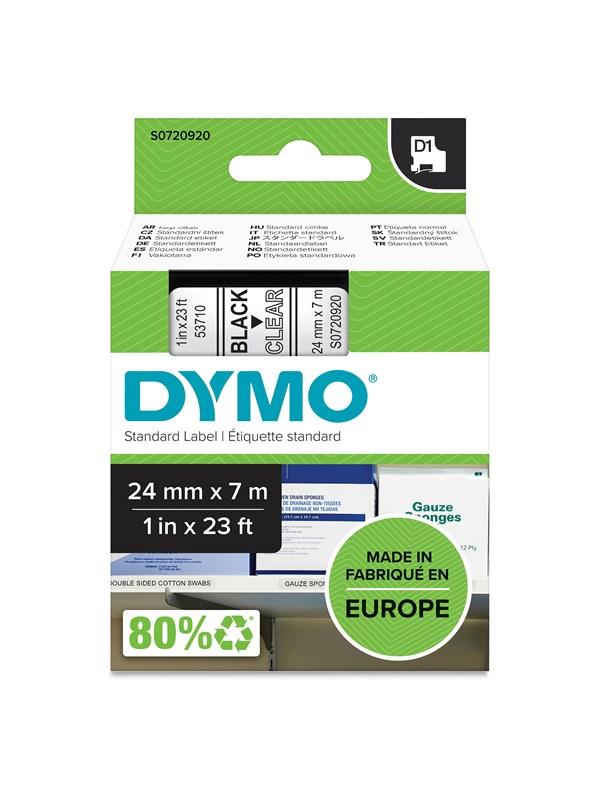 D1 Tape | 24mm X 7m Rulle | Sort På Klar fra Dymo