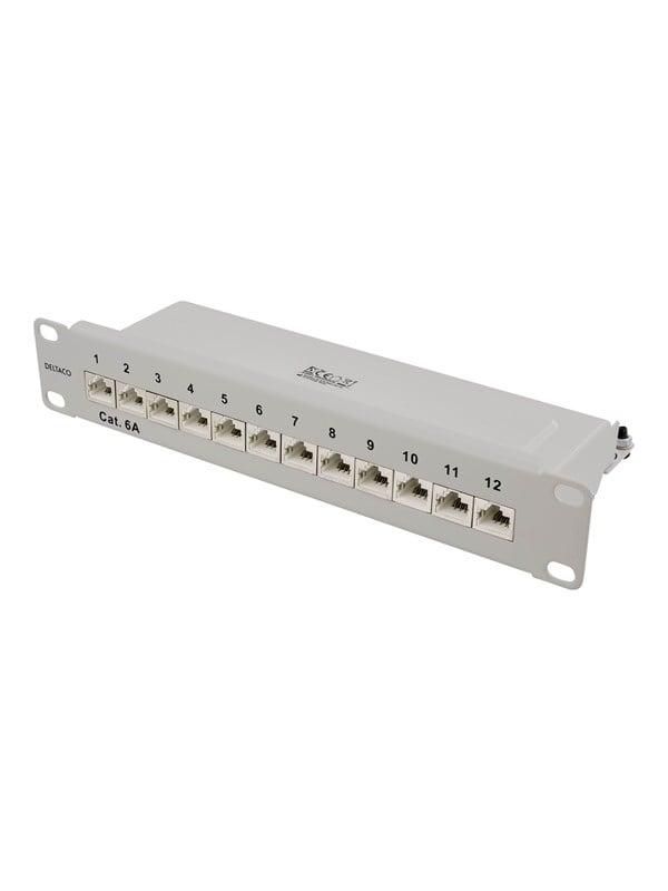 10" Patch Panel 12xrj45 Cat6a Stp 10gb fra Deltaco