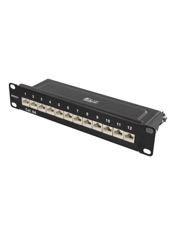 10 Patch15 10" Patch Panel 12xrj45 Cat6a Stp 10gbps Metal Black fra Deltaco