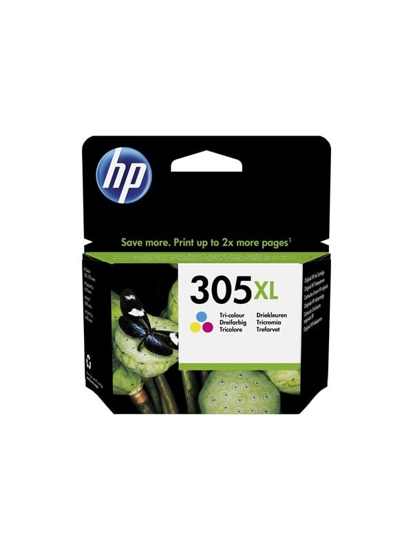 305   3ym63ae   High Capacity   Tri Color (cyan Magenta Yellow)   Blækpatron Dye Based Tricolor fra Hp