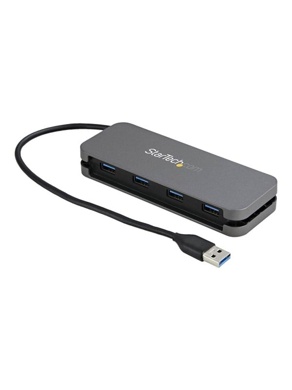 4 Port Usb 3.0 Hub 4x Usb A 5gbps Laptop Desktop Usb Type A Hub Usb Bus Powered 11" Long Cable With Cable Management (hb30am4ab)   Hub   4 Ports Usb Hub   4 Ports   Grå fra Startech.com