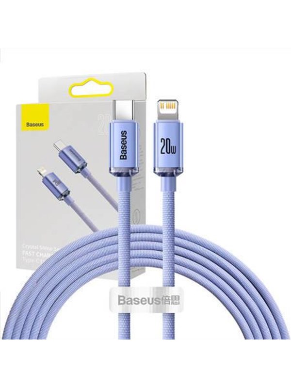 Crystal Cable Usb C To Lightning 20w Pd 2m (violet) fra Baseus