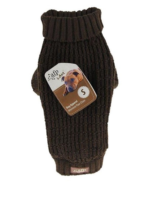 All For Paws   Knitted Dog Sweater Fishermans Brown M 30.5cm fra Afp