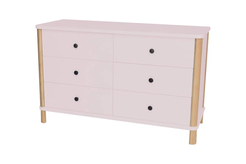 Ashme Small Boy 6 Skuffe 114cm Dobbelt Kommode Powderpink fra Ragaba