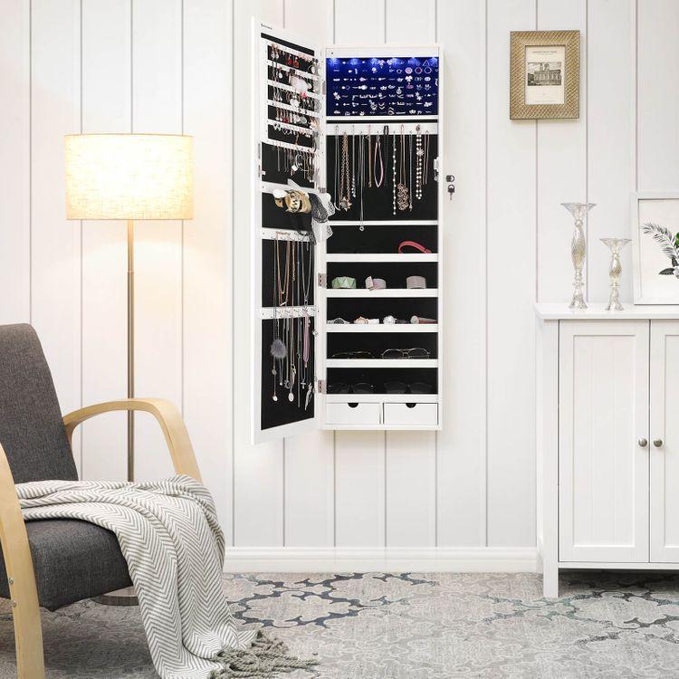 Dekorativt Smykkeskab Til Væggen, 37 X 10 X 120 Cm, Hvid fra Songmics