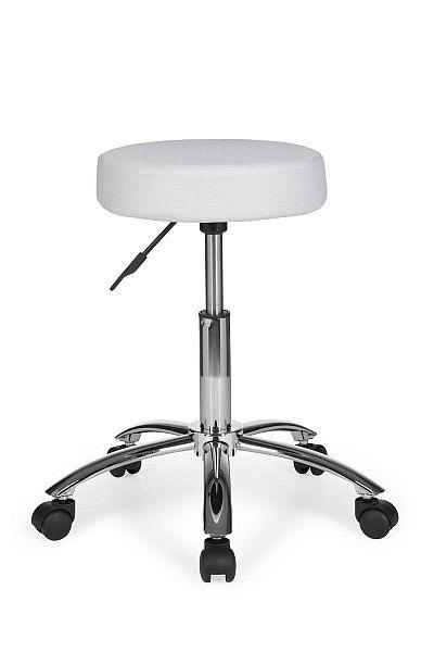 Designer Arbejdsskammel Med Hjul Og Stofbetræk, Hvid fra Skyport