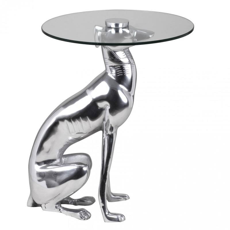 Design Skulptur Dekoration Sidebord Figur Hund Aluminium, Sølvfarvet fra Skyport