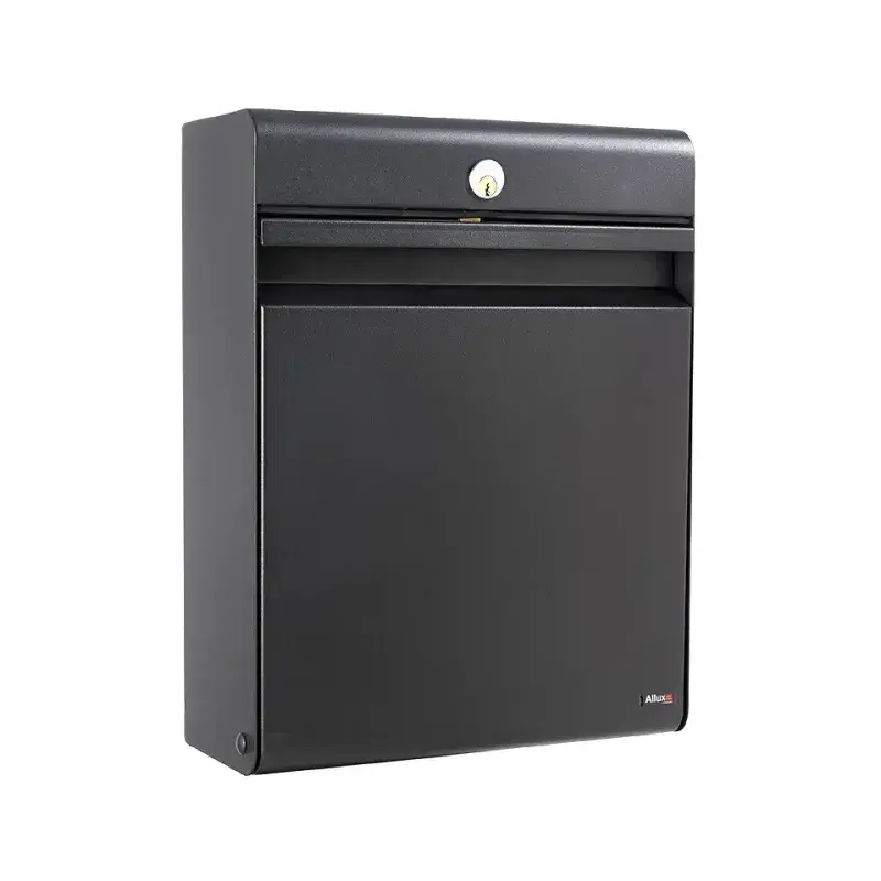 Holscher Design Postkasse Sort Med 6 Stifts Rukolås fra Allux