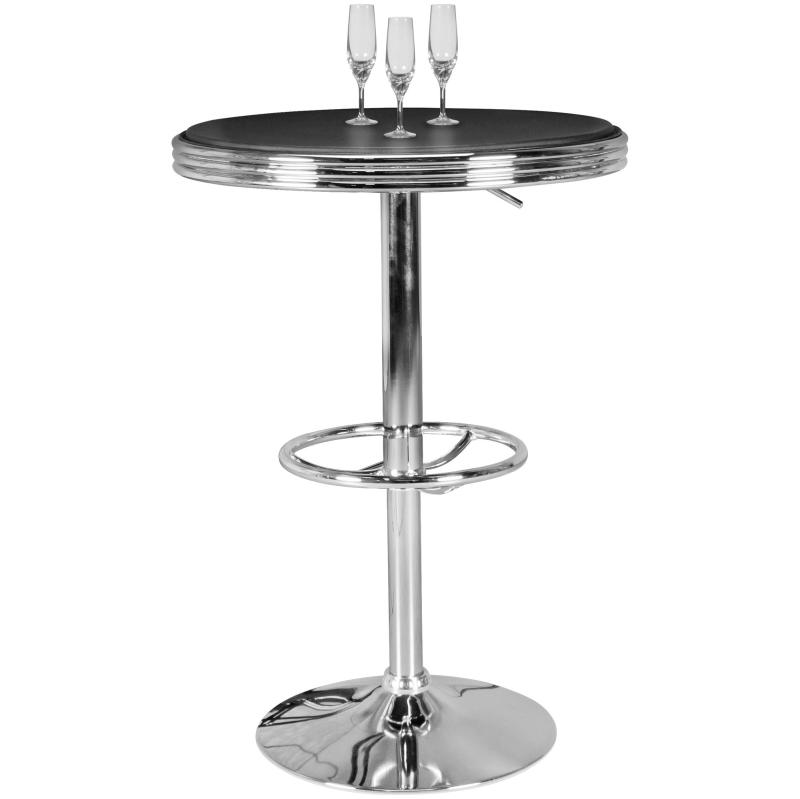 American Diner Barbord Elvis Rundt ø 60 Cm Aluminium, Betrukket Med Kunstlæder På Bordoverfladen fra Skyport