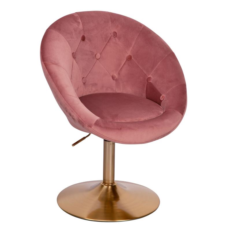 Designer Cocktail Lænestol I Fløjl Pink   Guldfarvet fra Skyport