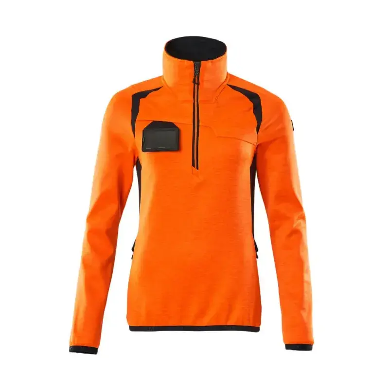 Accelerate Safe Fleecetrøje Med Kort Lynlås 19353 316 Dame   Hi Vis Orange Mørk Marine fra Mascot