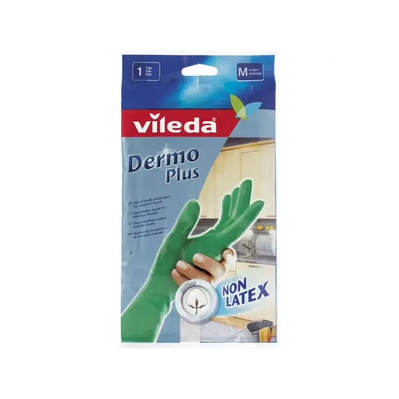 Vileda Gummihandske Dermo Plus Grøn Str. M fra Borup Kemi A/s