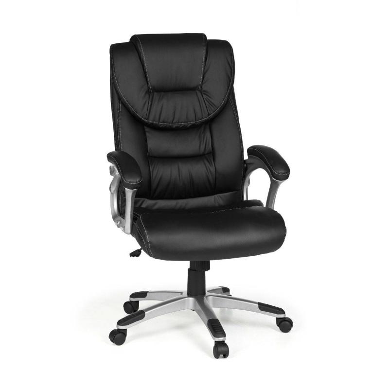 Kontorstol I Ergonomisk Design, Sort Imiteret Læder fra Skyport