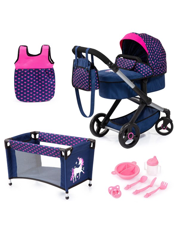 Doll&apos;s Pram Xeo Mega Set   Navy (17054ab) fra Bayer Design