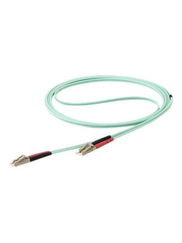 10m Om4 Lc To Lc Multimode Duplex Fiber Optic Patch Cable   Patch Cable   10 M   Aqua   Blå   10 Meter fra Startech.com