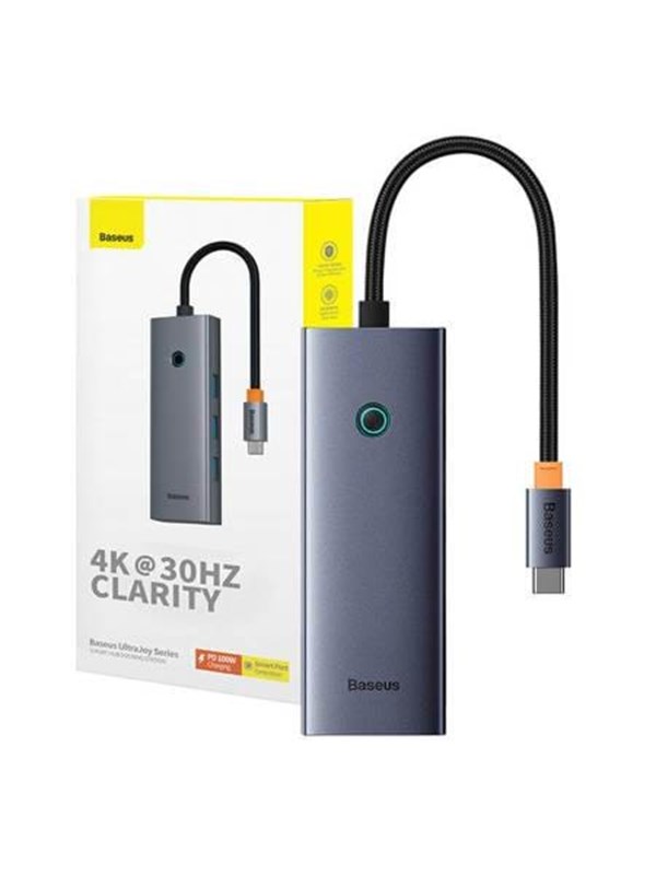 5 In 1 Hub Ultrajoy Series Usb C To Hdmi4k@30hz+3xusb 3.0+1xpd (grey) Usb Hub   Usb 3.0   5 Ports   Grå fra Baseus