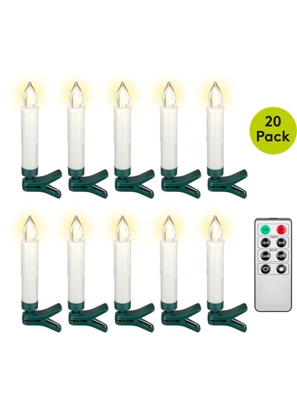 20 Wireless Led Christmas Tree Candles Green Whit fra Goobay