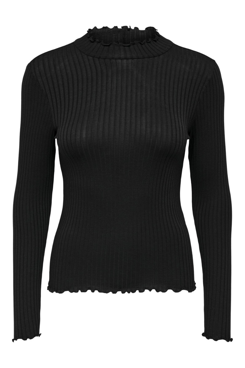 Bluse     Fransiska L S Highneck Top   Black fra Jdy