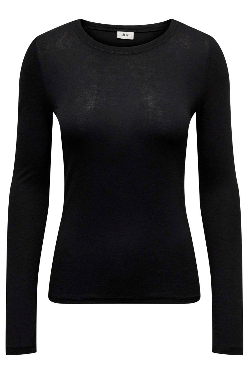 Bluse     Suma Wool L S O Neck Top   Black fra Jdy
