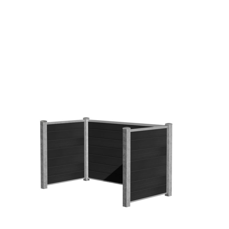 Skraldeskjul Dobbelt Livø Prime V Profil Wpc Wood Matsort Galv. Stolpe fra Wimex