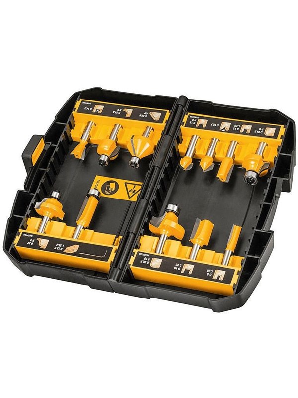 12 Piece Router Bit Set   8mm Shaft   + Storage Box With Clear Cover fra Dewalt