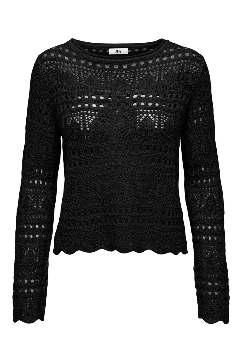 Bluse     Sun Lay L S Boatneck Pullover   Black fra Jdy
