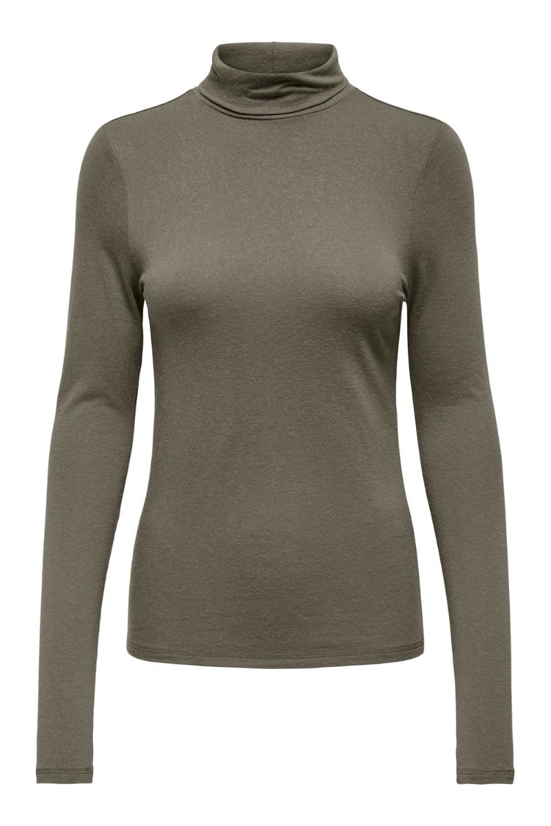Bluse     Suma Woolblend L S Rollneck Top Jrs   Walnut fra Jdy