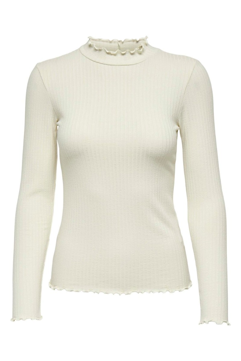 Bluse     Fransiska L S Highneck Top   Whitecap Gray fra Jdy