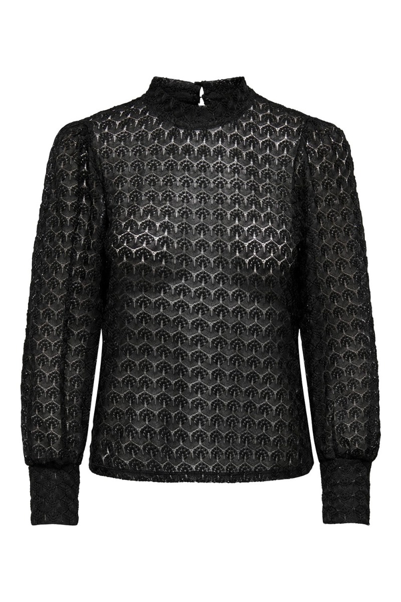 Bluse     Avery L S Lace Top Noos   Black fra Jdy