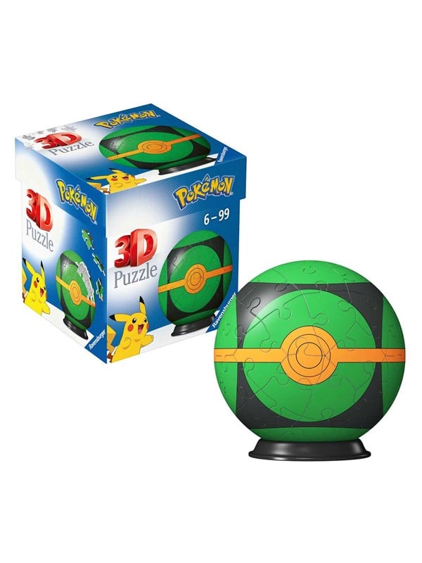 3d Puzzle Ball Pokémon Pokéball Green 54pcs. 3d Puslespil fra Ravensburger